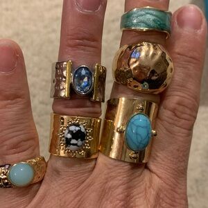 Gold and Turquoise Statement Ring Set